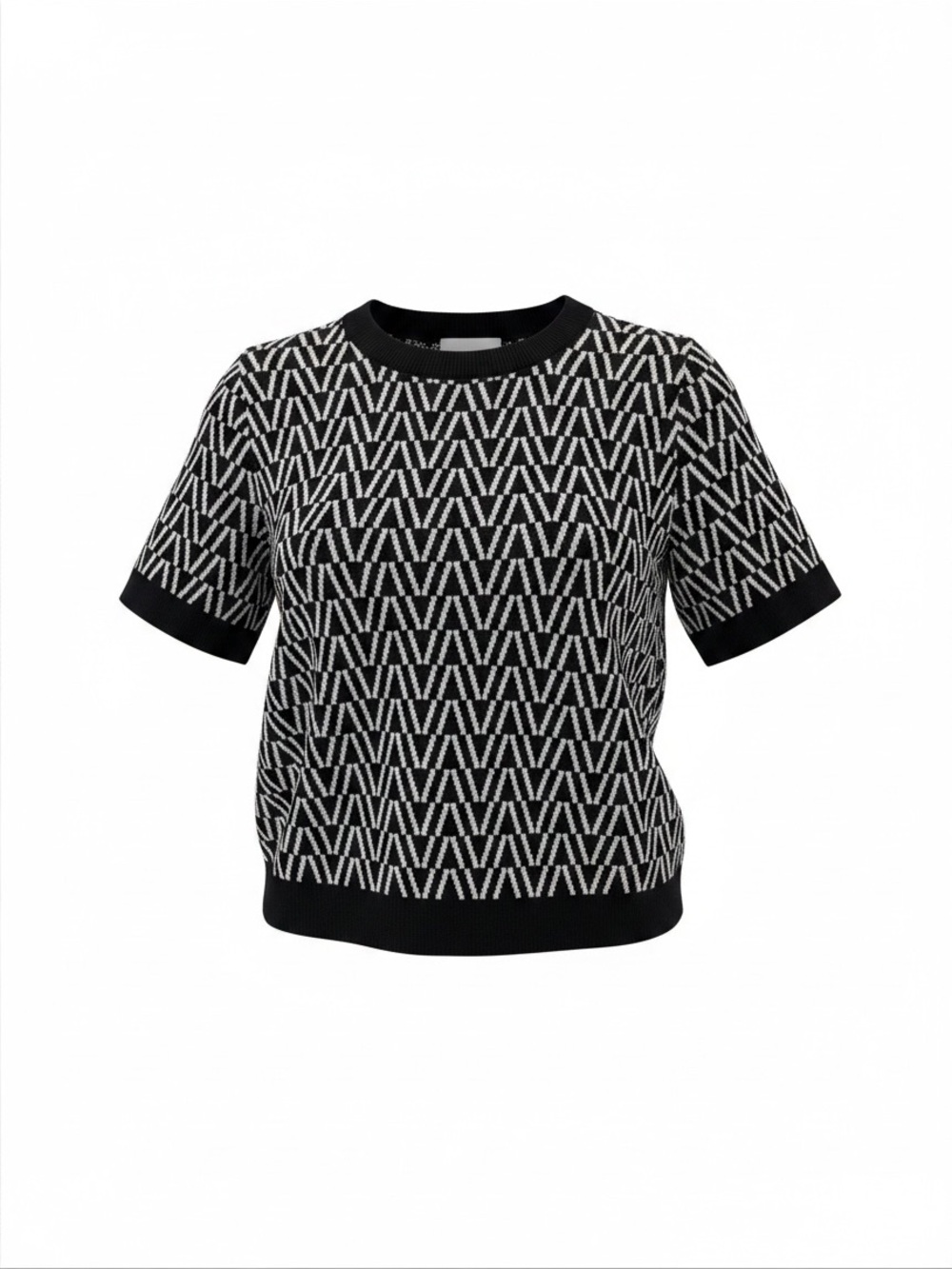 RW&CO. Black and White Geometric Knit Top